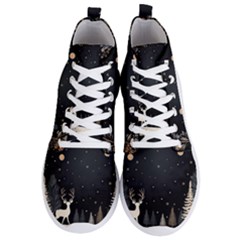 Christmas Winter Xmas Scene Nature Forest Tree Moon Men s Lightweight High Top Sneakers by Vaneshop