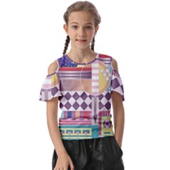 Abstract Shapes Colors Gradient Kids  Butterfly Cutout T-shirt by Vaneshop