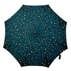 Star Golden Pattern Christmas Design White Gold Hook Handle Umbrellas (large) by Vaneshop