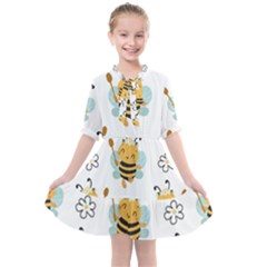 Art Bee Pattern Design Wallpaper Background Kids  All Frills Chiffon Dress by Vaneshop