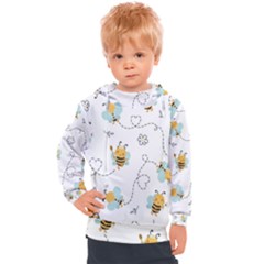 Bee Art Pattern Design Wallpaper Background Print Kids  Hooded Pullover by Vaneshop