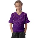 Purple Glittery Backdrop Scrapbooking Sparkle Kids  V-Neck Horn Sleeve Blouse View1