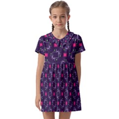 Geometric Pattern Retro Style Background Kids  Asymmetric Collar Dress by Vaneshop