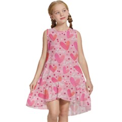 Valentine Romantic Love Watercolor Pink Pattern Texture Kids  Frill Swing Dress by Vaneshop