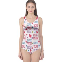 Love Mom Happy Mothers Day I Love Mom Graphic One Piece Swimsuit by Vaneshop