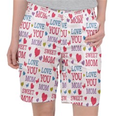 Love Mom Happy Mothers Day I Love Mom Graphic Women s Pocket Shorts by Vaneshop