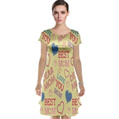 Love Mom Happy Mothers Day I Love Mom Graphic Pattern Cap Sleeve Nightdress by Vaneshop