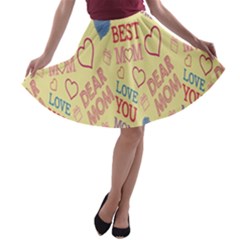 Love Mom Happy Mothers Day I Love Mom Graphic Pattern A-line Skater Skirt by Vaneshop