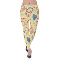 Love Mom Happy Mothers Day I Love Mom Graphic Pattern Velvet Leggings by Vaneshop