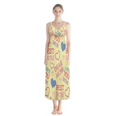 Love Mom Happy Mothers Day I Love Mom Graphic Pattern Button Up Chiffon Maxi Dress by Vaneshop