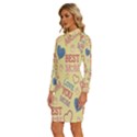 Love Mom Happy Mothers Day I Love Mom Graphic Pattern Long Sleeve Shirt Collar Bodycon Dress View2