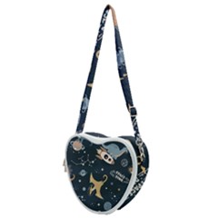 Space Theme Art Pattern Design Wallpaper Heart Shoulder Bag by Vaneshop