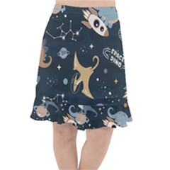 Space Theme Art Pattern Design Wallpaper Fishtail Chiffon Skirt by Vaneshop