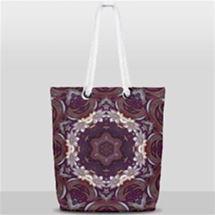 Rosette Kaleidoscope Mosaic Abstract Background Full Print Rope Handle Tote (small) by Vaneshop