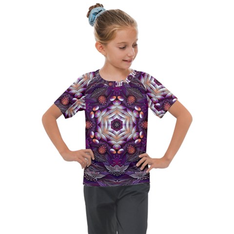 Rosette Kaleidoscope Mosaic Abstract Background Art Kids  Mesh Piece T-shirt by Vaneshop