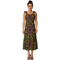 Circuit Hexagonal Geometric Pattern Background Pattern Tie-strap Tiered Midi Chiffon Dress by Vaneshop