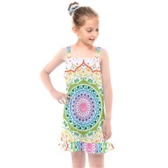 Mandala Pattern Rainbow Pride Kids  Overall Dress by Vaneshop