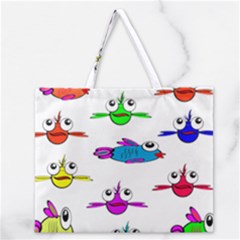 Fish Swim Cartoon Funnycute Zipper Large Tote Bag by Sapixe