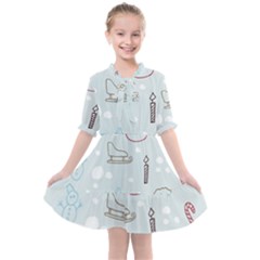 Winter Pattern Background Element Kids  All Frills Chiffon Dress by Pakjumat