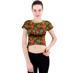 Christmas Pattern Crew Neck Crop Top by Pakjumat