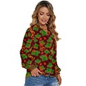 Christmas Wrapping Paper Women s Long Sleeve Button Up Shirt View3