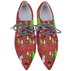 Santa Snowman Gift Holiday Pointed Oxford Shoes by Pakjumat