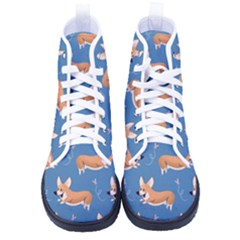 Corgi Patterns Women s High-top Canvas Sneakers by Amaryn4rt