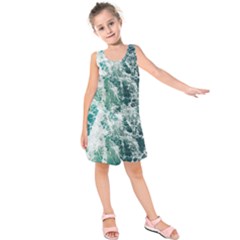 Blue Ocean Waves Kids  Sleeveless Dress by Jack14