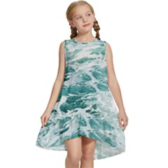 Blue Crashing Ocean Wave Kids  Frill Swing Dress by Jack14