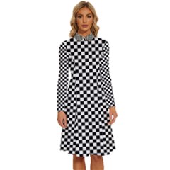 Space Patterns Long Sleeve Shirt Collar A-line Dress by Amaryn4rt