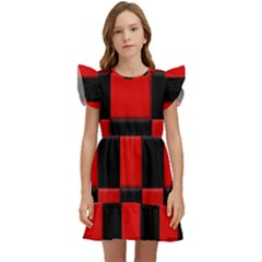 Black And Red Backgrounds- Kids  Winged Sleeve Dress by Amaryn4rt