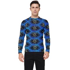 Blue Bee Hive Pattern Men s Long Sleeve Rash Guard by Amaryn4rt