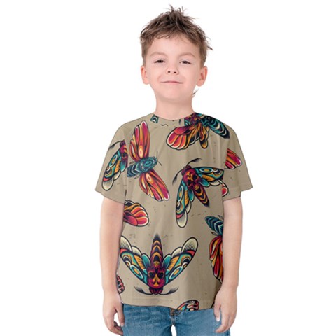 Tattoos Colorful Seamless Pattern Kids  Cotton T-shirt by Amaryn4rt