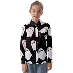 Ghost Halloween Pattern Kids  Long Sleeve Shirt by Amaryn4rt