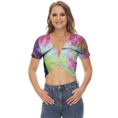 Forests Stunning Glimmer Paintings Sunlight Blooms Plants Love Seasons Traditional Art Flowers Sunsh Twist Front Crop Top by Amaryn4rt