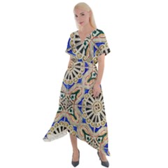 Ceramic-portugal-tiles-wall- Cross Front Sharkbite Hem Maxi Dress by Amaryn4rt