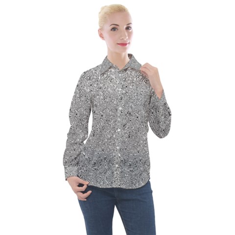 Abstract Flowing And Moving Liquid Metal Women s Long Sleeve Pocket Shirt by Amaryn4rt