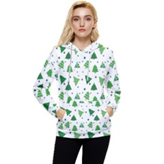 Christmas Trees Pattern Design Pattern Women s Lightweight Drawstring Hoodie by Amaryn4rt