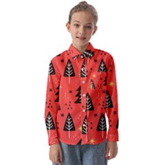 Christmas Christmas Tree Pattern Kids  Long Sleeve Shirt by Amaryn4rt