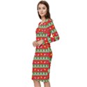 Christmas-papers-red-and-green Long Sleeve V-Neck Bodycon Dress  View2