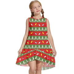 Christmas-papers-red-and-green Kids  Frill Swing Dress by Amaryn4rt