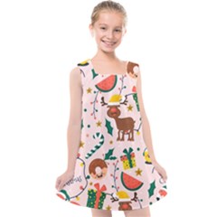 Colorful-funny-christmas-pattern Merry Xmas Kids  Cross Back Dress by Amaryn4rt