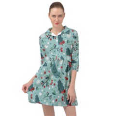 Seamless-pattern-with-berries-leaves Mini Skater Shirt Dress by Amaryn4rt