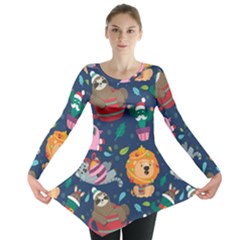 Funny-animal Christmas-pattern Long Sleeve Tunic  by Amaryn4rt