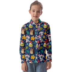 Colorful-funny-christmas-pattern  --- Kids  Long Sleeve Shirt by Amaryn4rt