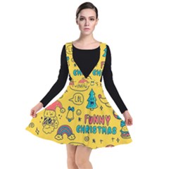 Colorful-funny-christmas-pattern Cool Ho Ho Ho Lol Plunge Pinafore Dress by Amaryn4rt