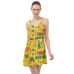 Colorful-funny-christmas-pattern Cool Ho Ho Ho Lol Summer Time Chiffon Dress by Amaryn4rt