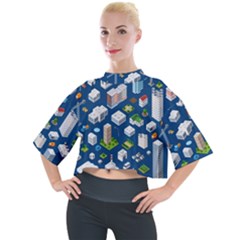 Isometric-seamless-pattern-megapolis Mock Neck T-shirt by Amaryn4rt