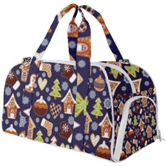 Winter-seamless-patterns-with-gingerbread-cookies-holiday-background Burner Gym Duffel Bag by Amaryn4rt