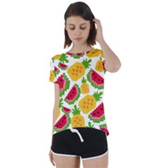 Watermelon-pattern-se-fruit-summer Short Sleeve Open Back T-shirt by Amaryn4rt